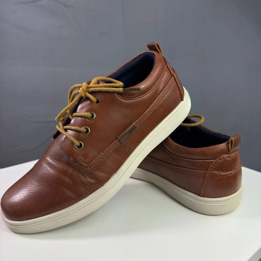 Ashford Hayes Dozer-Y Sneakers Mens 5 Brown Faux Leather Low Top Lace Up Shoes